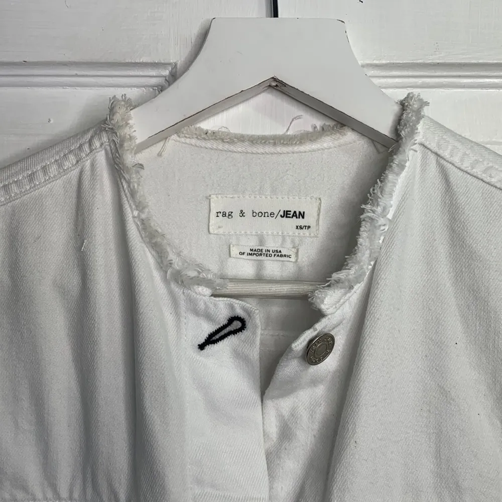 RAG & BONE JEAN Collarless Jean Jacket White W-630 Sz XS - Image 8
