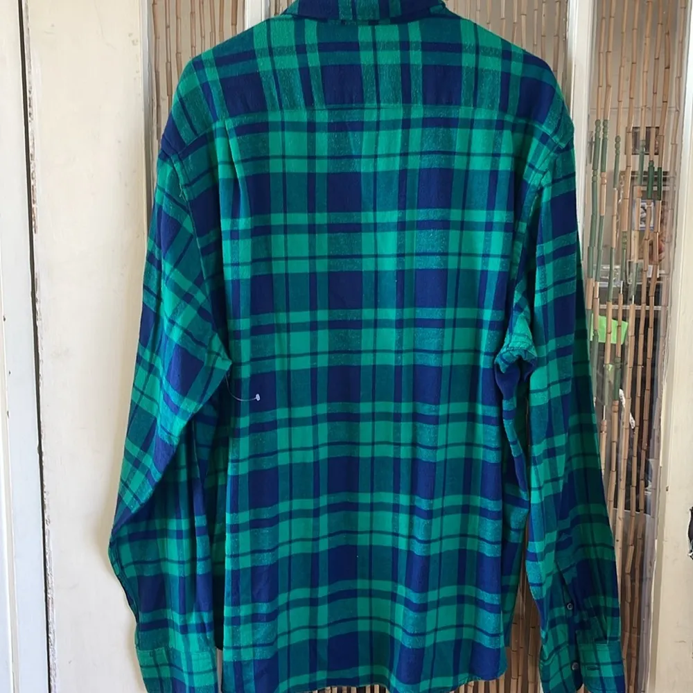 Old Navy green and navy blue check flannel shirt size XXL - Image 4