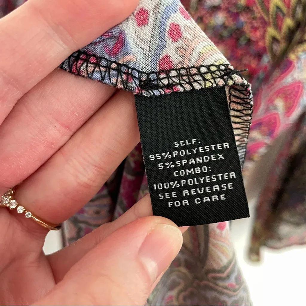 JBS J.B.S. Plus Size Multi Paisley Peacock Feather 3/4 Sleeve Bell Sleeve Dress Purple - Image 10