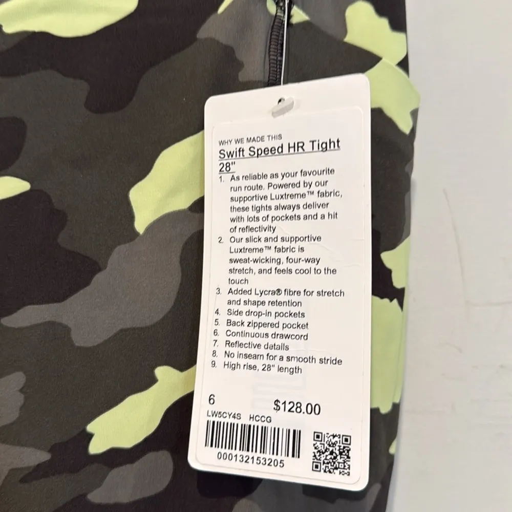 🍋 Lululemon Swift Speed HR Tight 28 Legging size 6 NEW CAMO leggings. - Image 8