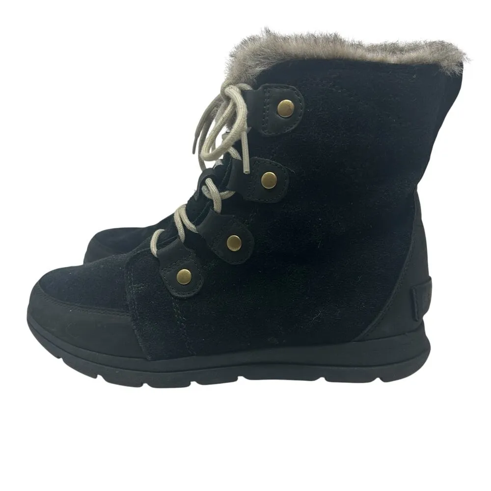 Sorel Explorer Joan Suede Boots Lace-Up‎ Waterproof Weather Black Size US 9.5 - Image 11