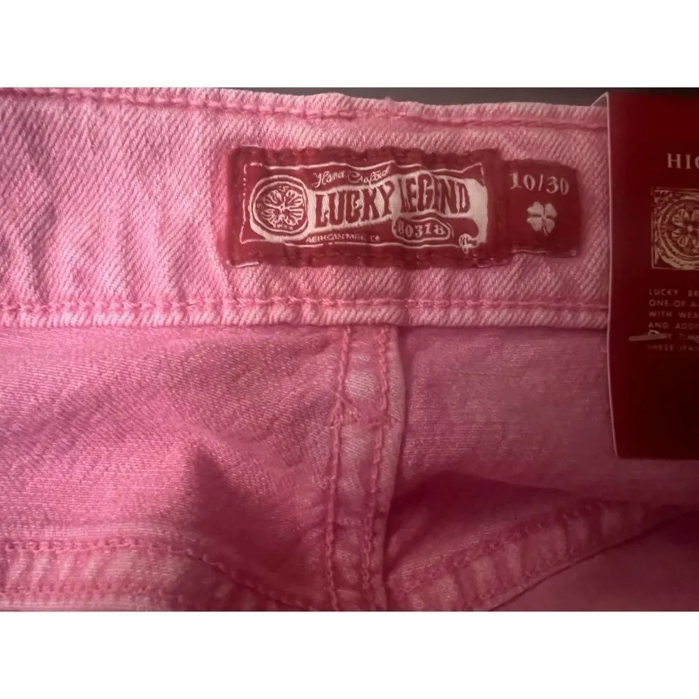 Lucky brand High rise mom shorts Jean shorts Size 10 in Pink/White - Image 5