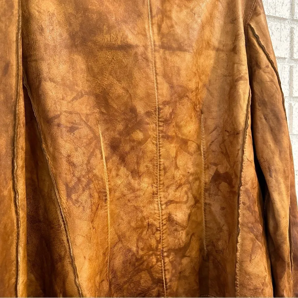BLUR Italian Leather Distressed Blazer Jacket IT 44 / US 4 Tan - Image 12