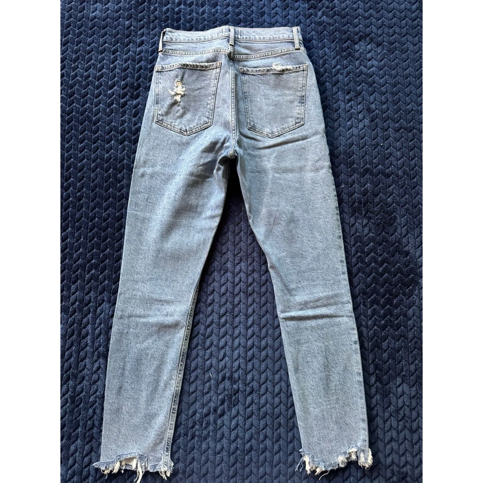 AGOLDE Women's Blue Denim Distressed Jean‎ Ankle Button Fly Size 25 - Image 6
