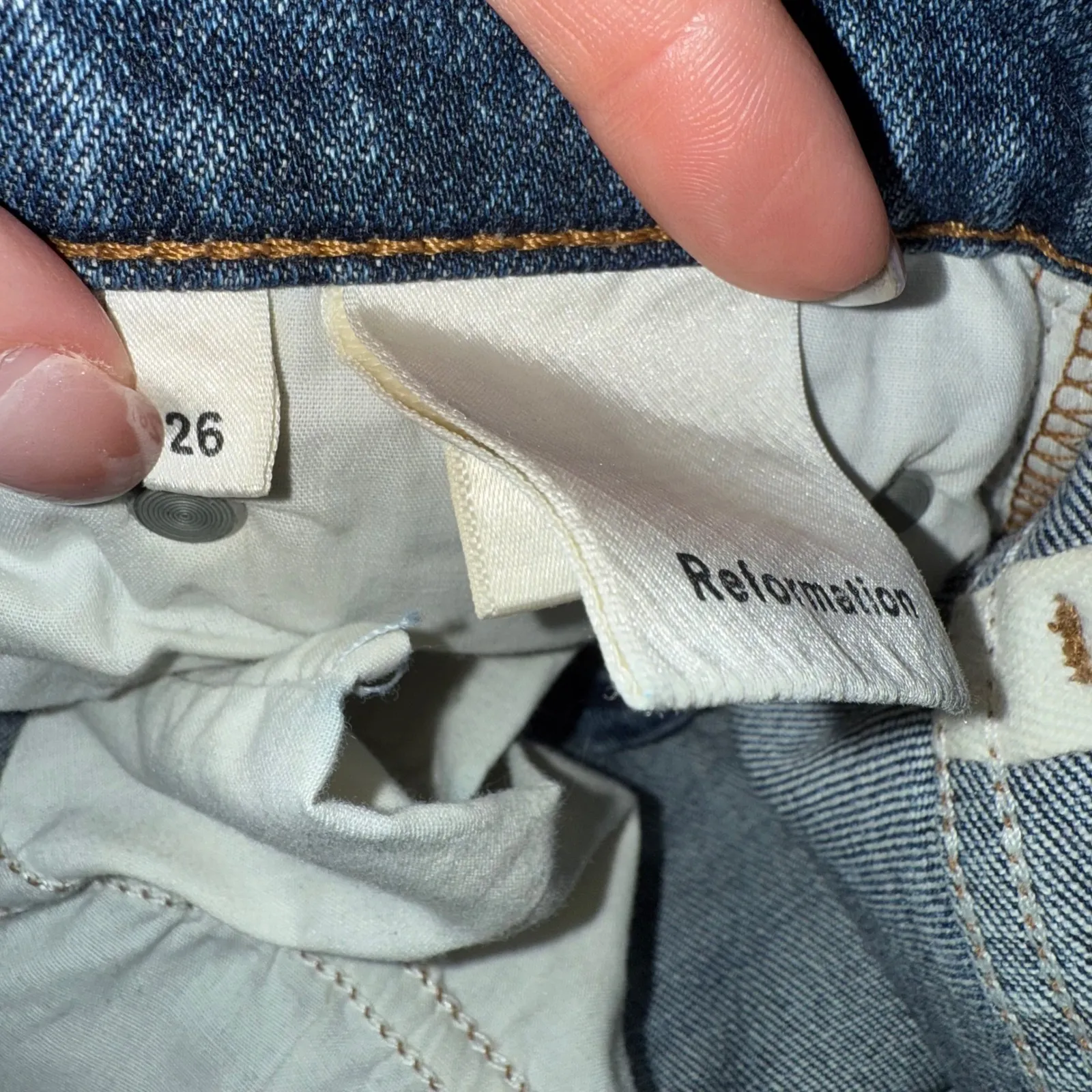 Reformation Liza High Straight Leg Jeans Medium Wash Distressed Women's Size 26 - Image 9