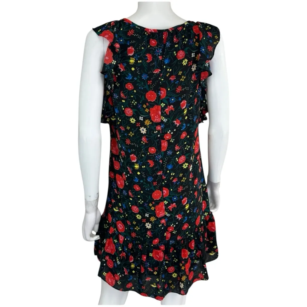 J. Crew Black Floral Mini Dress Size XS - Image 3
