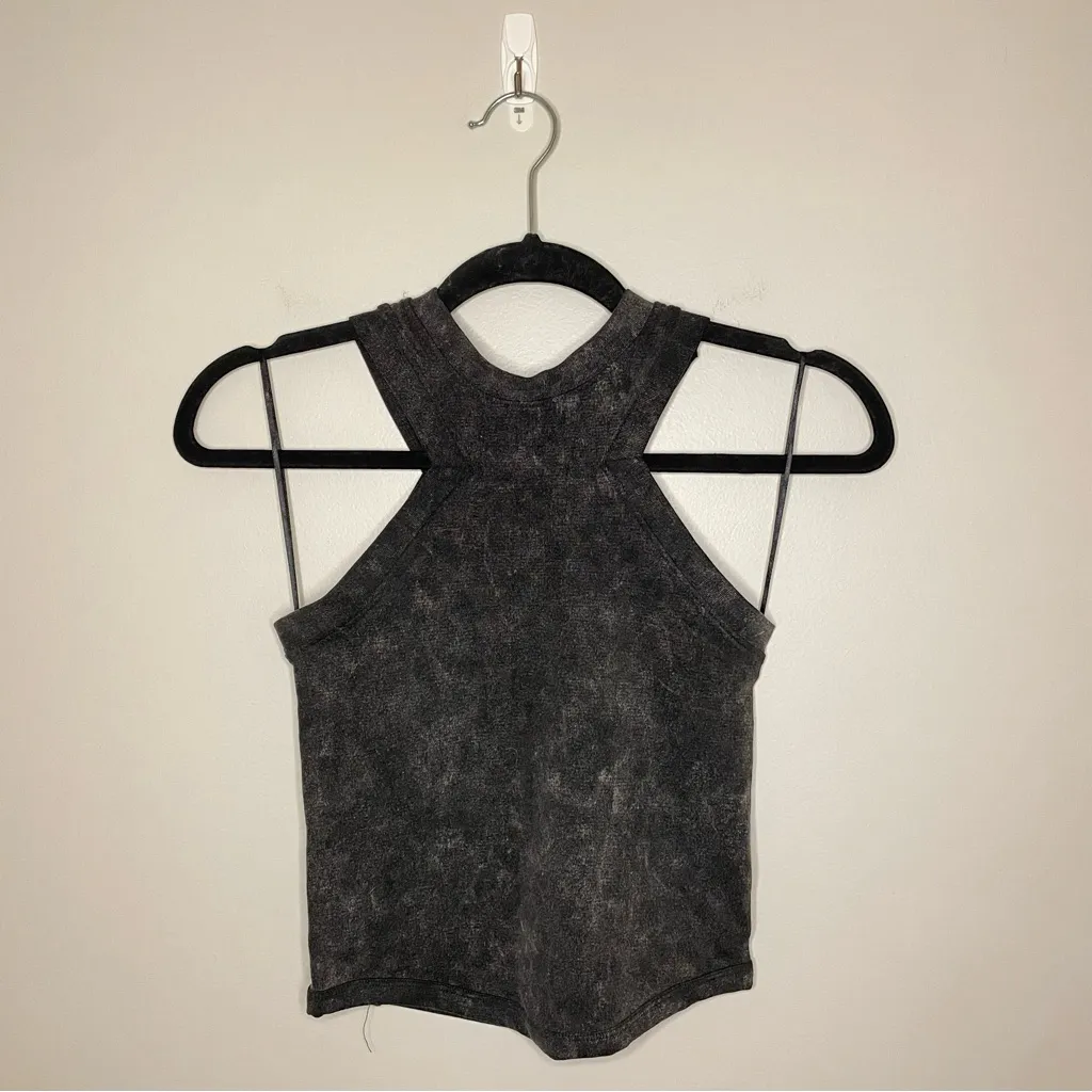Sincerely Jules High Neck Crop Tank Top, Black Acid Wash, Size S/M, NWOT - Image 2