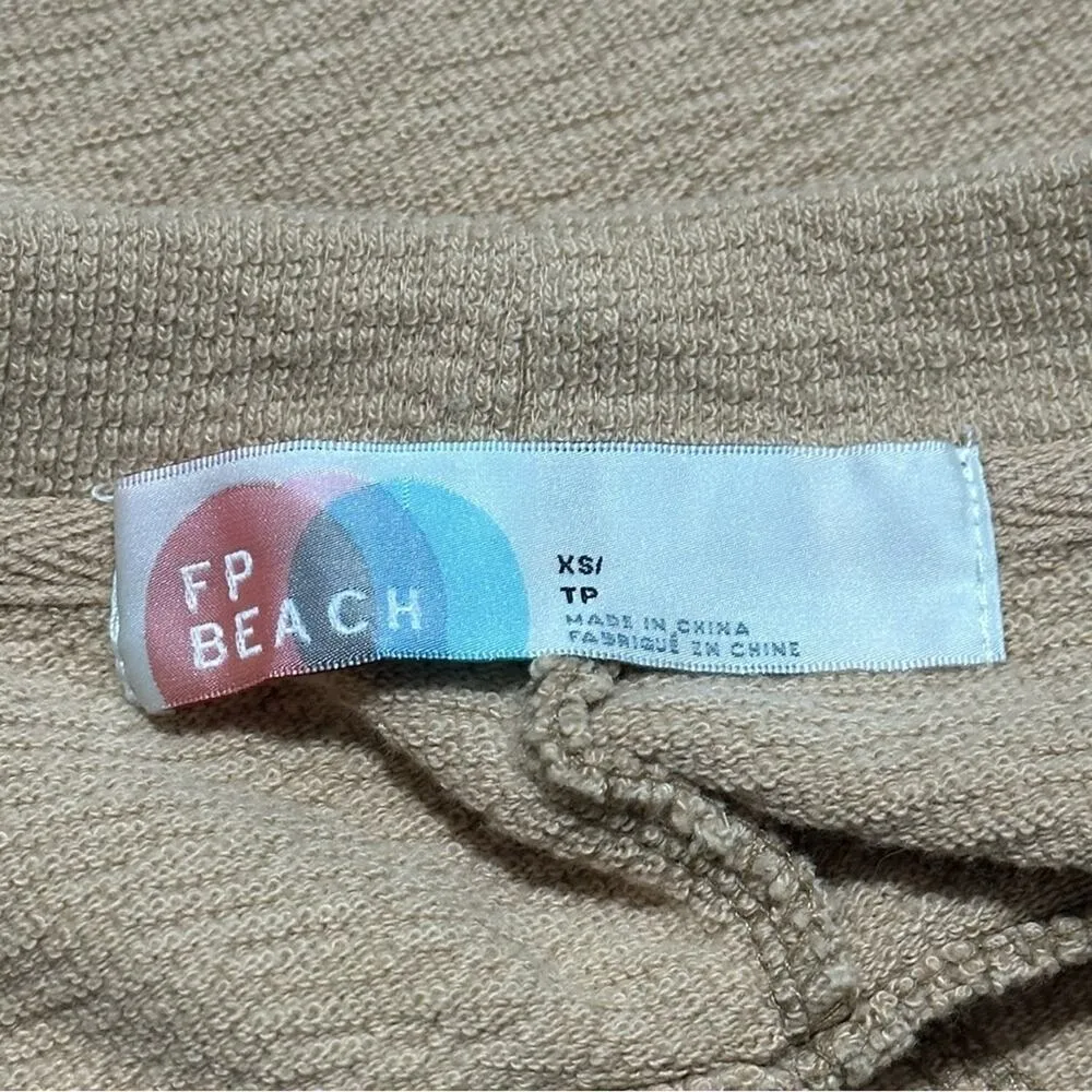 Free People FP Beach Women’s Size XS Tan Nude Tie Front Open Back Shirt Top - Image 6