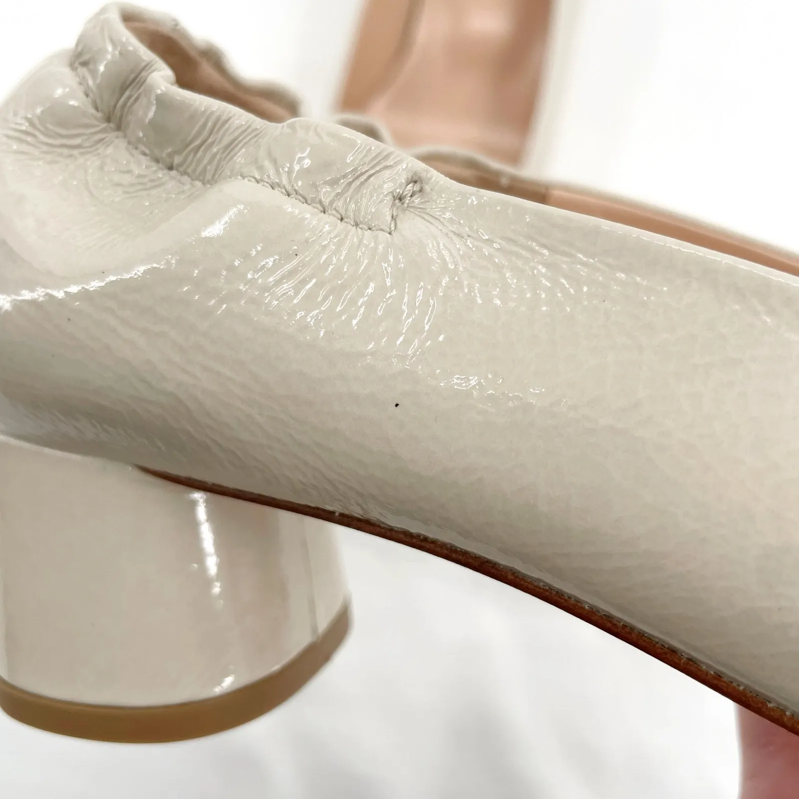 Akaada Nyoko Light Beige Soft Naplak Pumps Neutral Cream Square Toe Heel Size 36 - Image 10