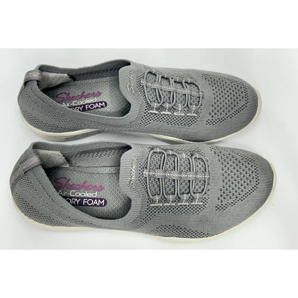 Skechers Newbury Street Every Angle Shoes Slip On Womens 7 Grey Knit Comfort - Image 2
