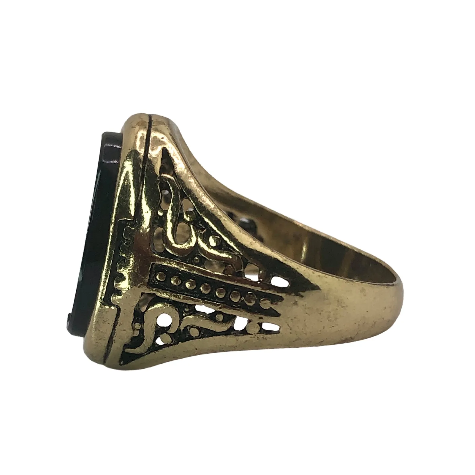 Gold Boho Ring with Black Stone Ring - Image 4