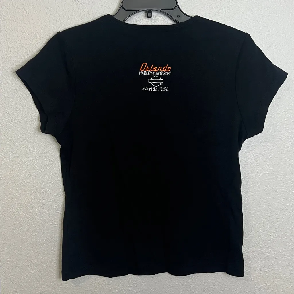 Harley Davidson Studded Crop Baby TShirt Black Size Large - Image 6