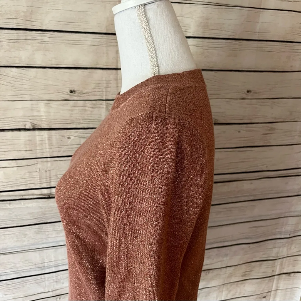 H&M Sparkle Knit Sweater In Deep Blush Size Small - Image 3