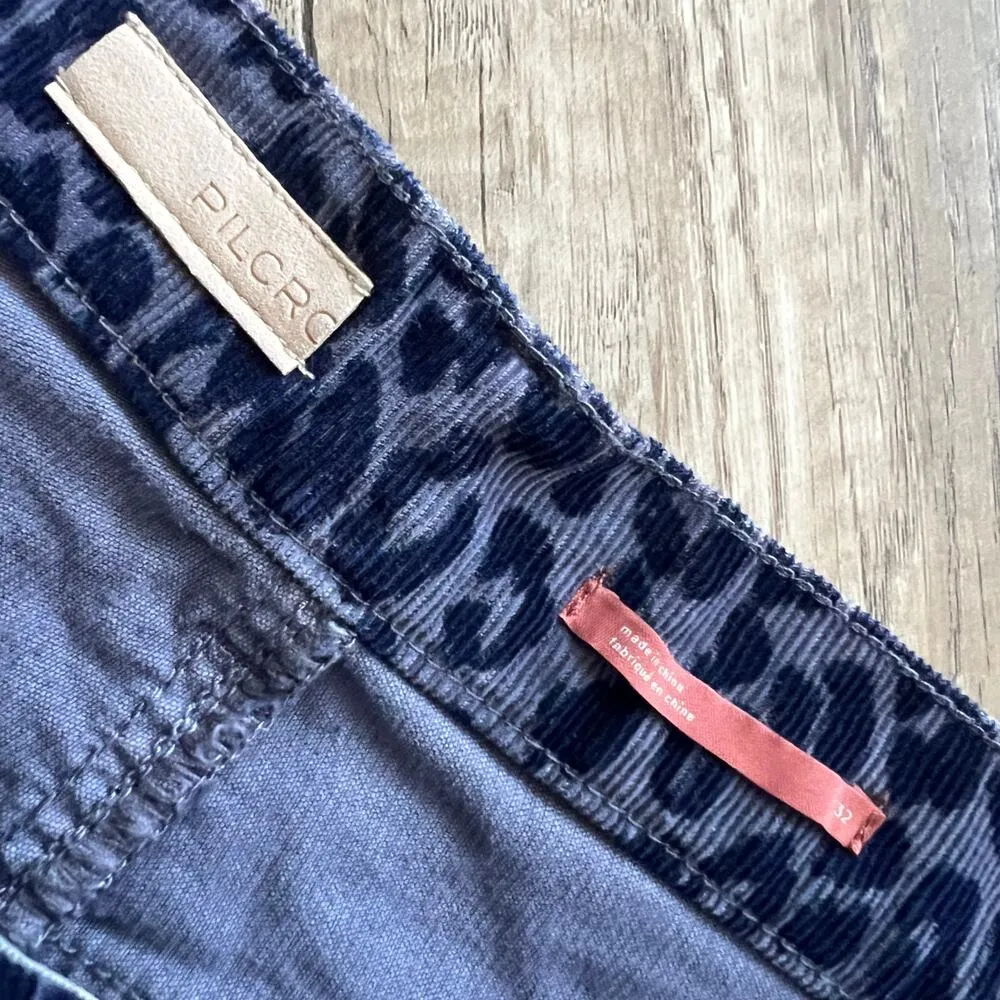 Anthropologie Pilcro Denim Corduroy Bermuda Cheetah Shorts Purple Blue 32 Long - Image 6