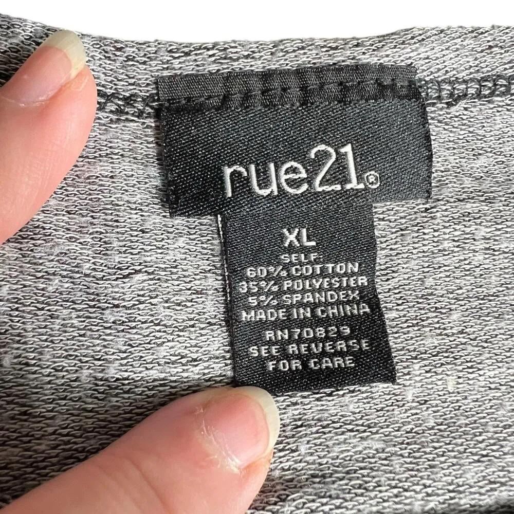Rue21 Womens Sweater Top Pullover Slouch Fit Long Sleeve Black Gray XL - Image 6