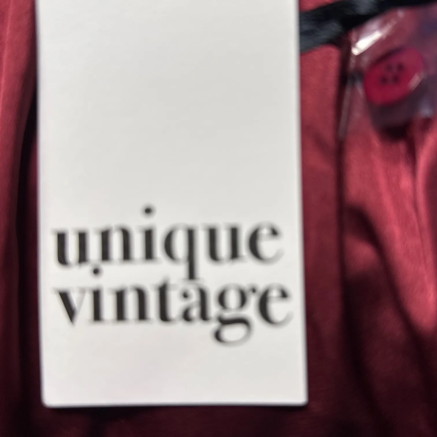 Unique Vintage Burgundy Satin Western Style Tie Front Blouse Shirt XL - Image 5