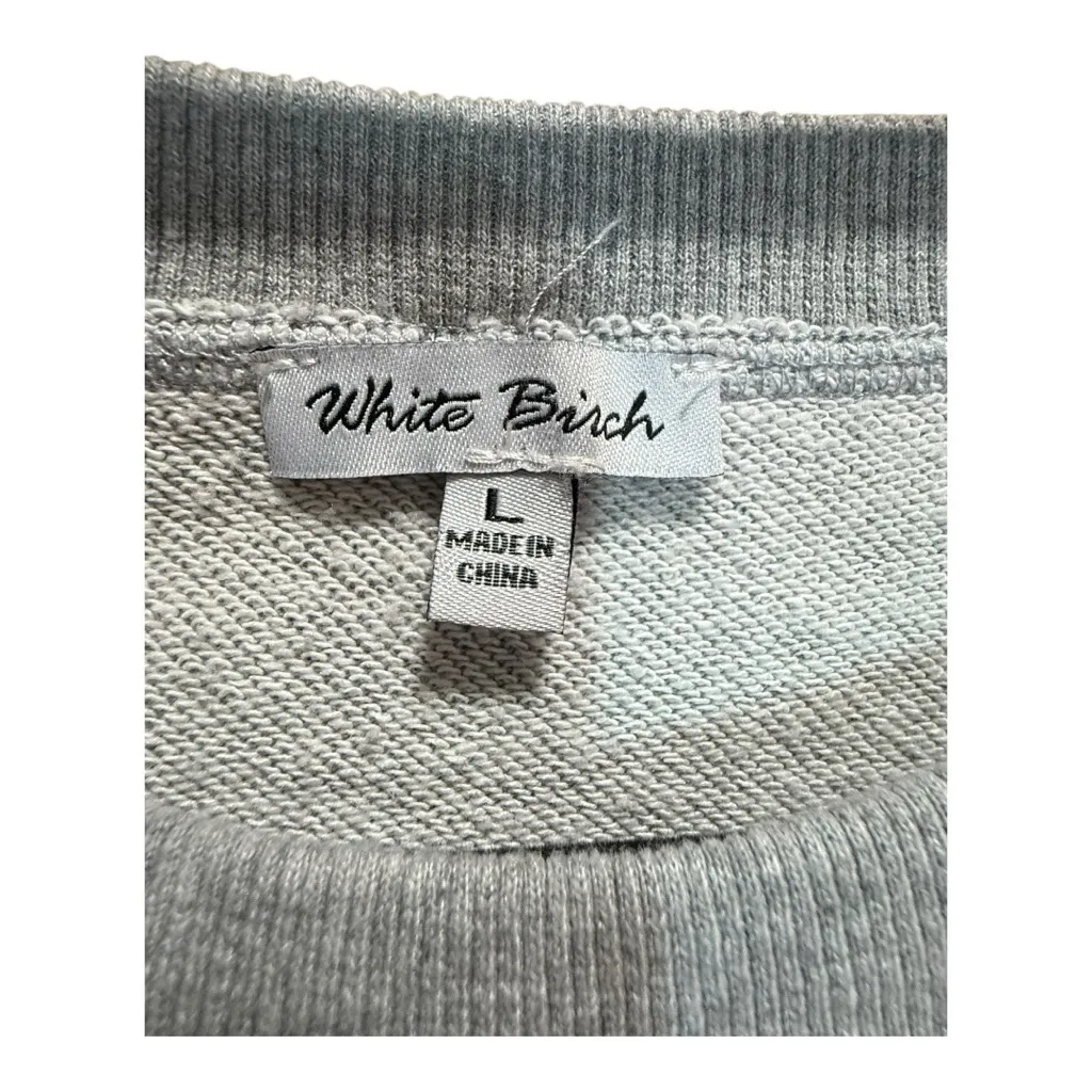 White Birch Oversized Terry Knit Floral & Solid Sweatshirt Heather Grey Size L - Image 8