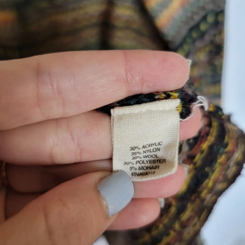 Ruff Hewn Multicolor Wool Blend Open Front Cabincore Cardigan Size Medium Petite - Image 7