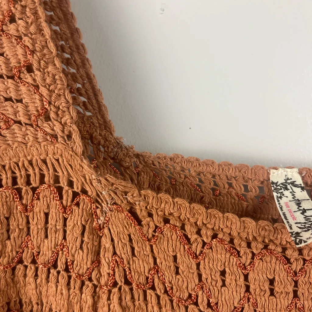 Free People Dancing In The Waves Romper in Rust Orange Balloon Sleeves size XS - Image 4