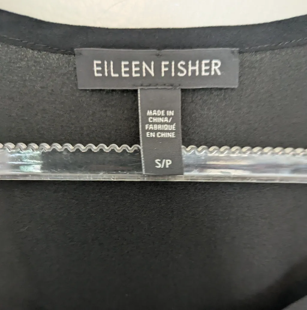 Eileen Fisher Silk Tank Top Abstract Print Grey Black Small - Image 4