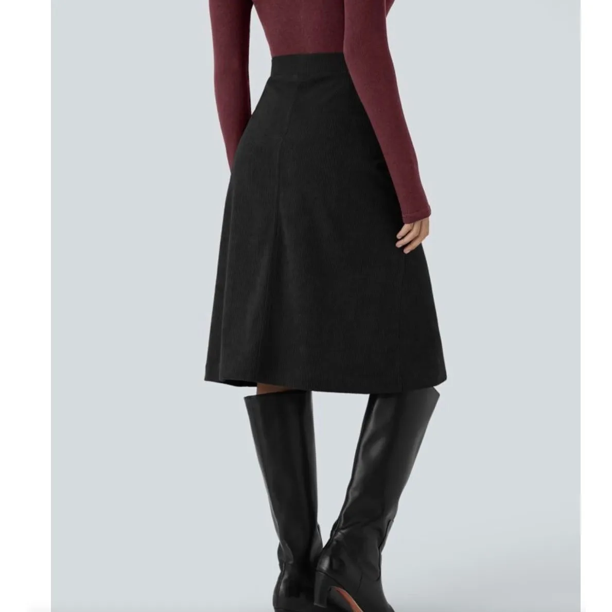 Brand New Halara High Waisted A-line Corduroy Casual Midi Skirt with Pocket XL - Image 2