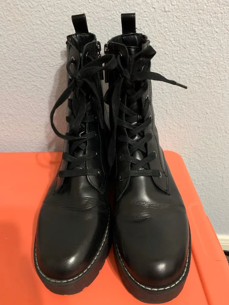 ZARA Leather Platform Combat Boot - Image 10