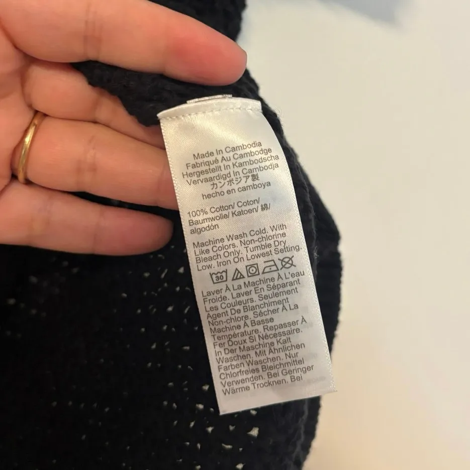 NWT J.Crew Short Sleeve Crochet Lady Cardigan Sweater Black Size Small - Image 4