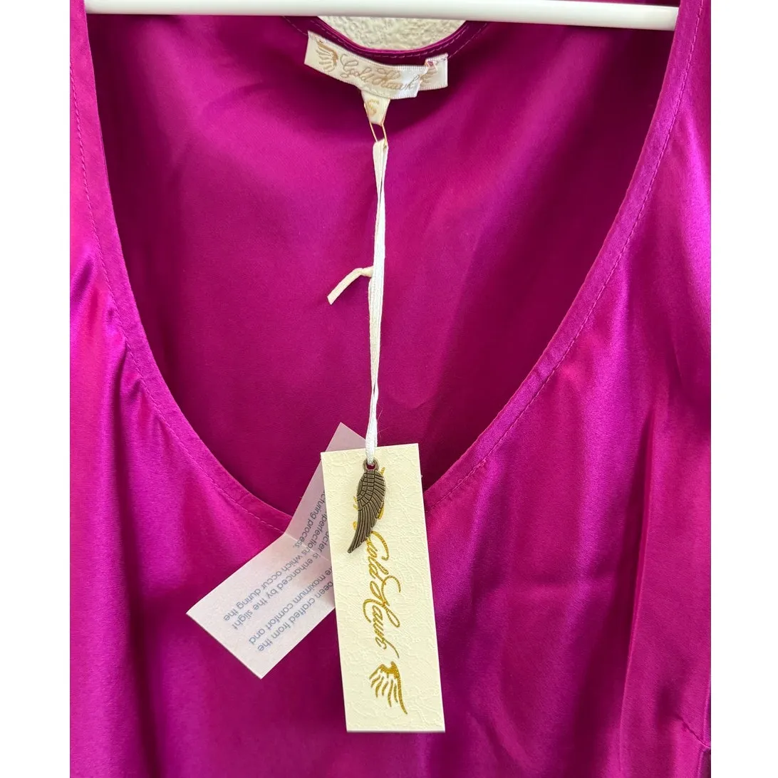 NWT Gold Hawk Chris Bias Tank Silk Maxi Dress Fuchsia Pink Size Small Lace Trim - Image 8
