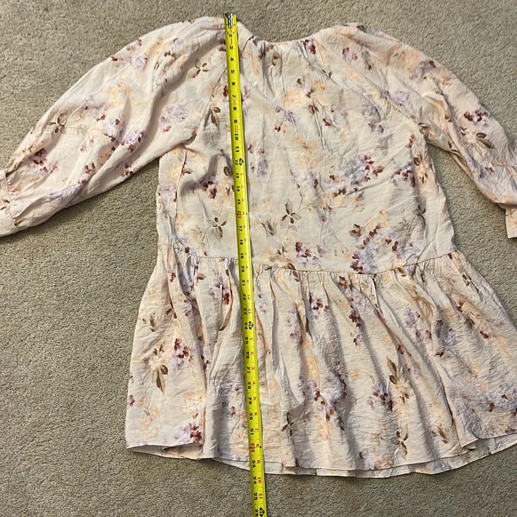 NWT H&M‎ lightweight flowy long-sleeve mini dress w/ v-neck/floral print size XS - Image 8