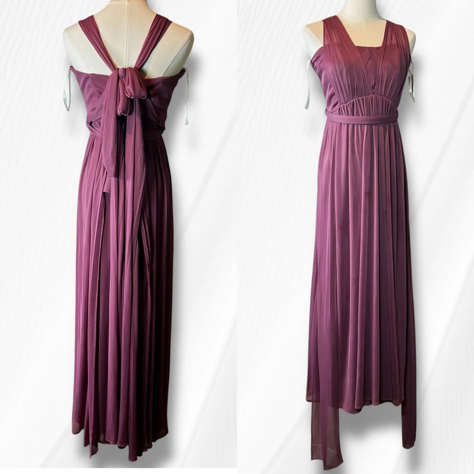 David's Bridal Bridesmaid Dress Convertible Maxi Gown Formal Mauve Size 8 - Image 2
