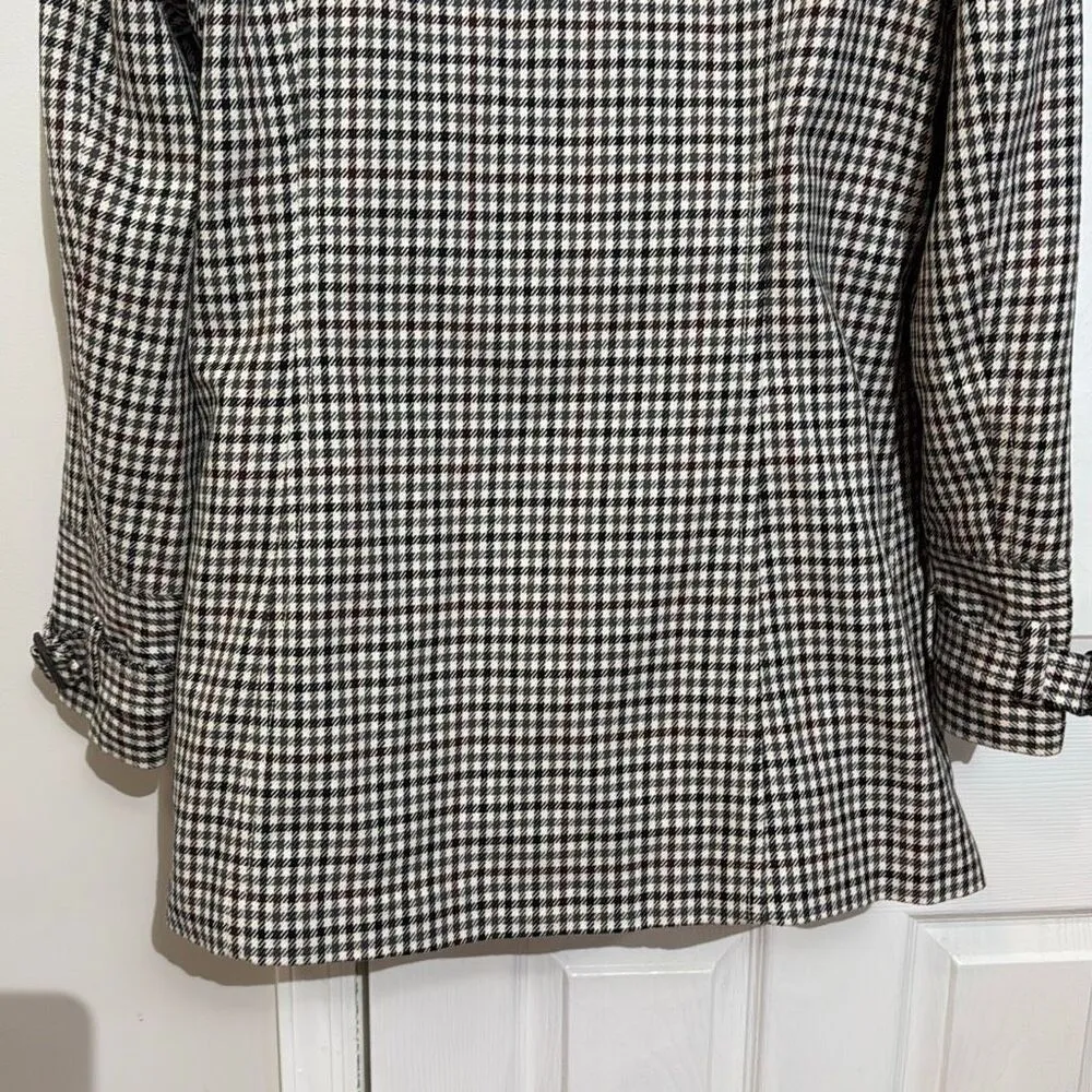 Lands End Trench Women’s Double Breasted Hounds Tooth wool Blended Jacket size M - Image 12