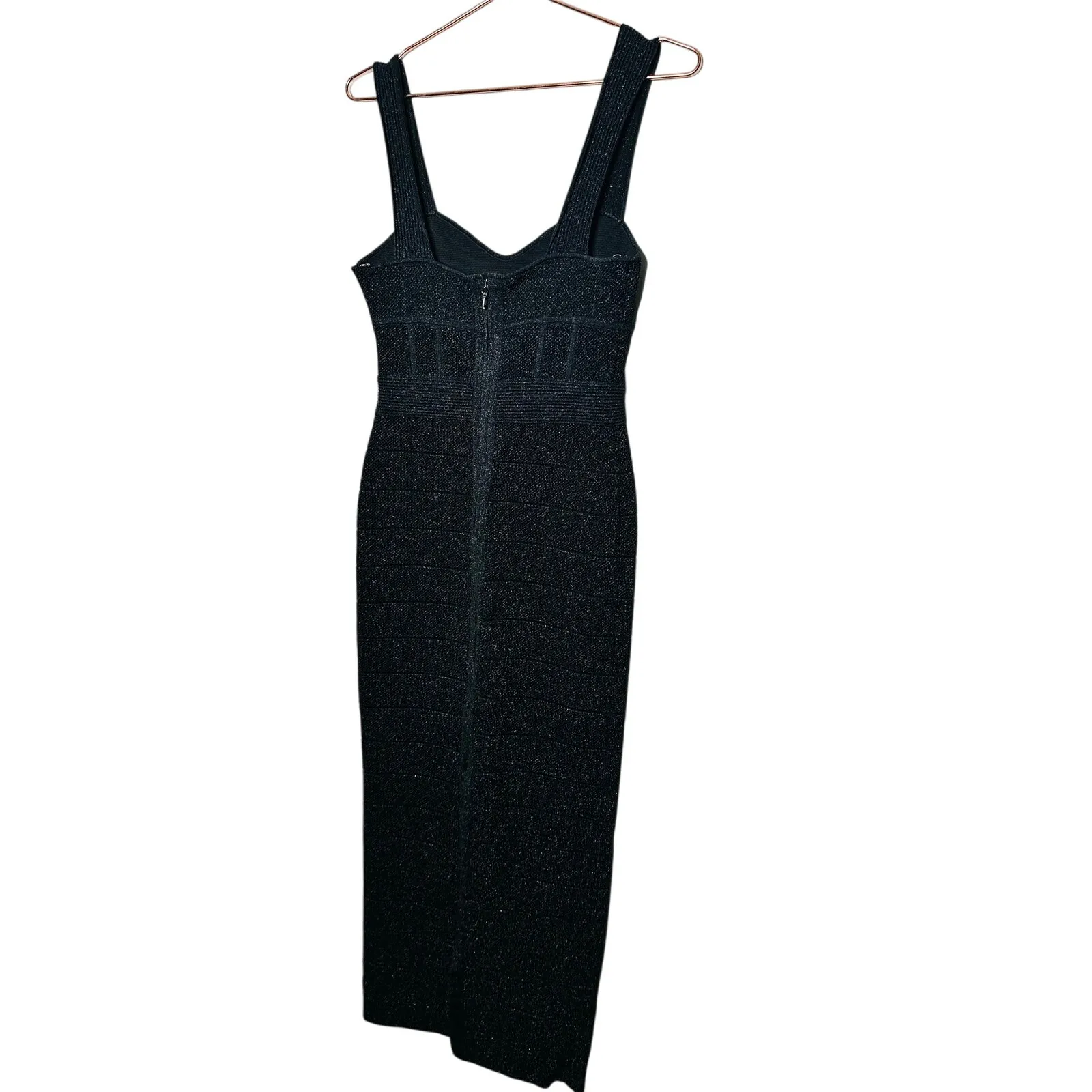HERVÉ LÉGER Black Bandage Sweetheart Neckline Lurex Gown Dress Size Medium - Image 7