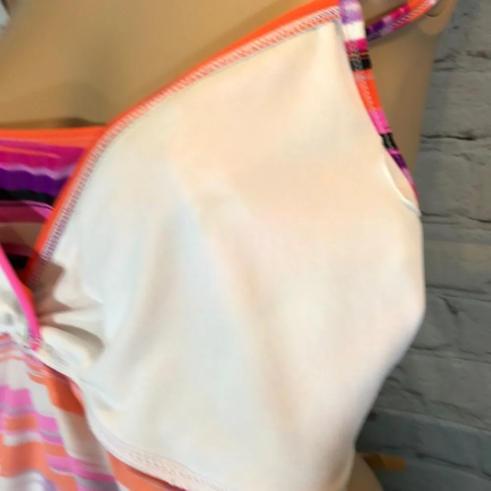 Catalina Pink Purple Striped Plunge Tankini XL - Image 14