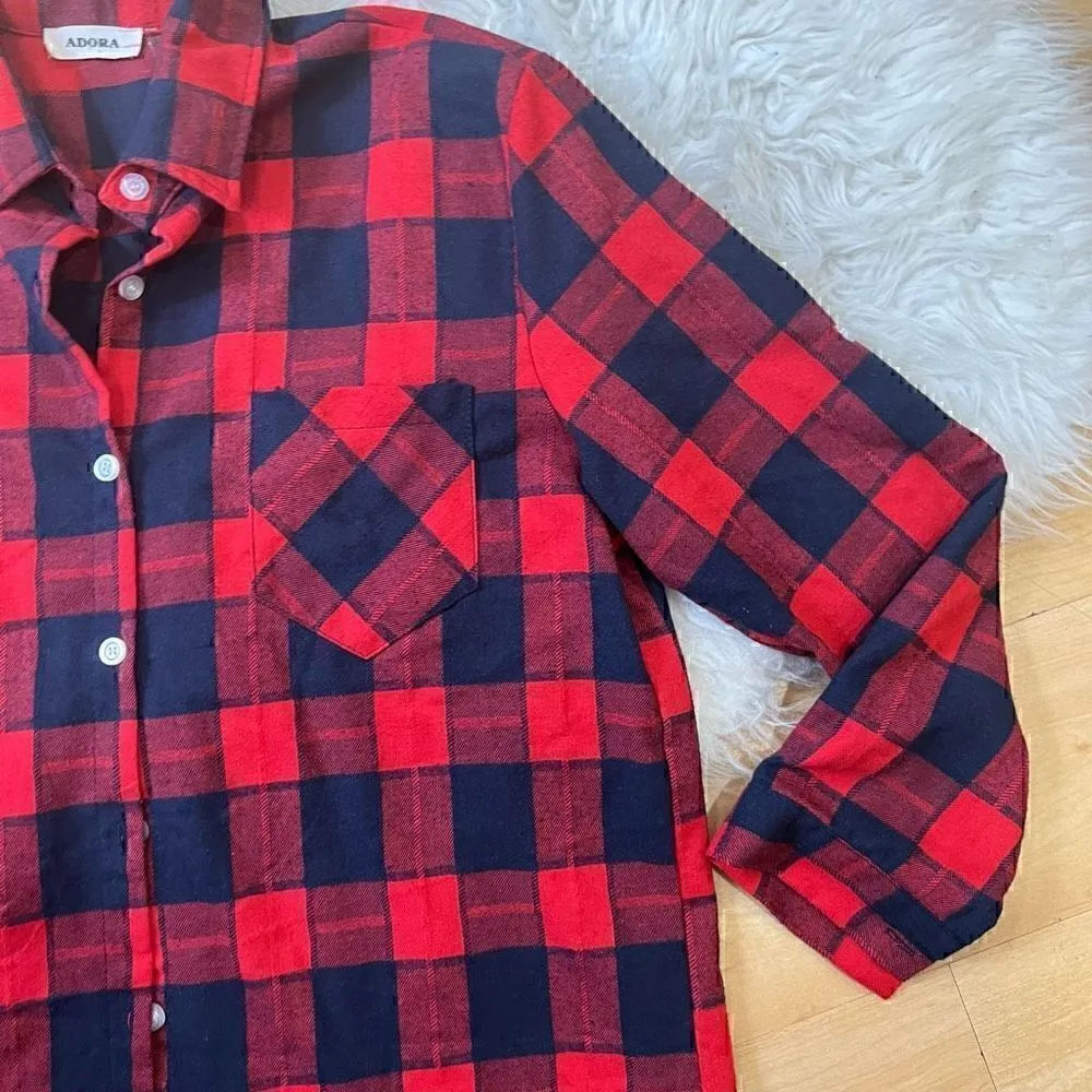 Red and black buffalo plaid festive Christmas holidays fall and winter shirt L. Size L - Image 3