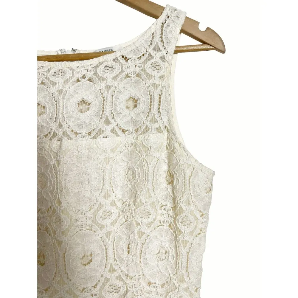 BB Dakota Cream Lace Crochet Sleeveless A-Line Mini Dress Size 6 - Image 2