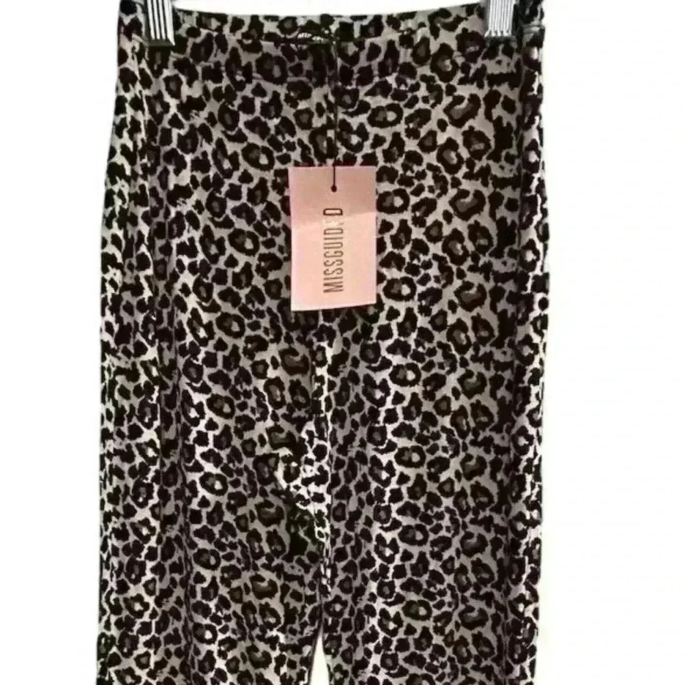 Missguided Women's Size 4 Brown Leopard Print Jersey Flare Pants Casual - Image 3