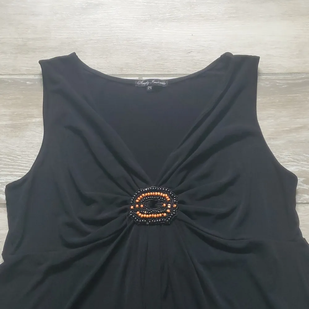 Simply Irresistible Deep V Neck Sleeveless Blouse Black Size 2X - Image 6