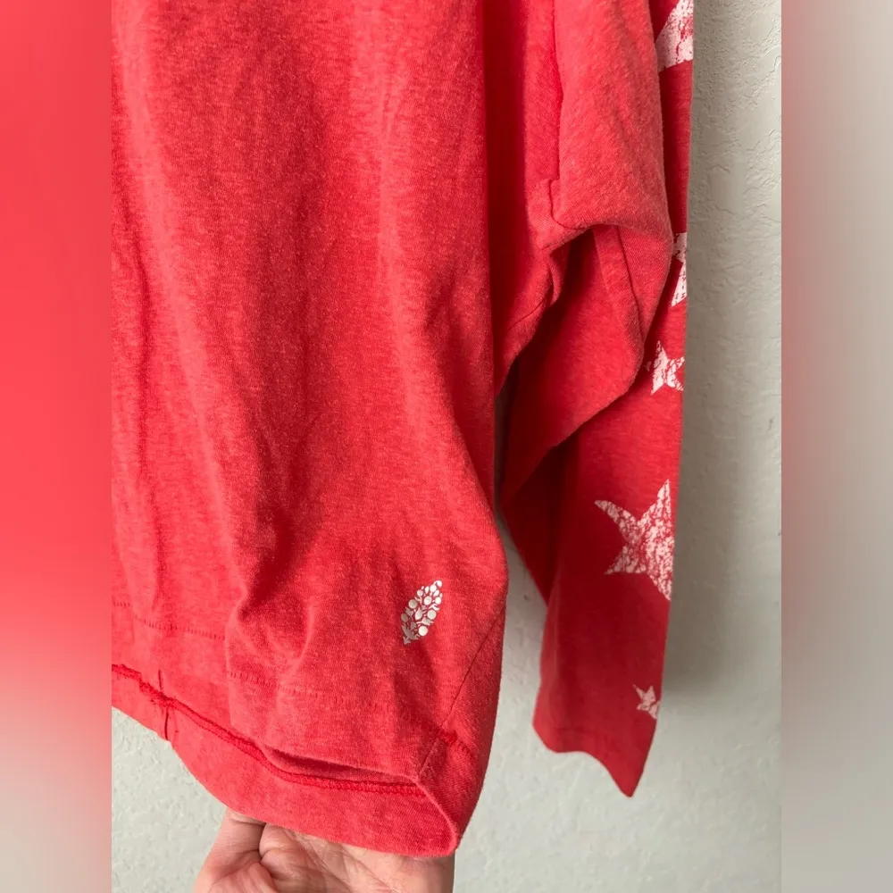 Orange Melrose Star Print Long Sleeve T-Shirt Women's S - Image 4