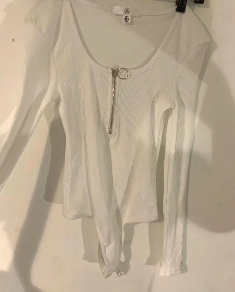 PacSun White Zip Front Bodysuit - Image 2