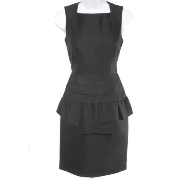 REISS Black Mattie Peplum Silk & Wool Blend Sleeveless Cocktail Dress LBD Sz 6 - Image 2