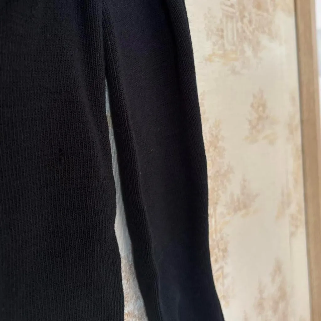 Vintage 70s LeRoy Knitwear black zebra embroidery v neck ribbed pullover sweater Size L - Image 5