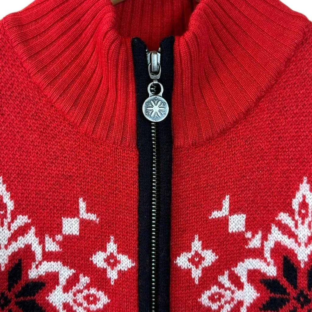 Neve Red Wool Nordic Snowflake Sweater Vest Zip Front Size Small - Image 4