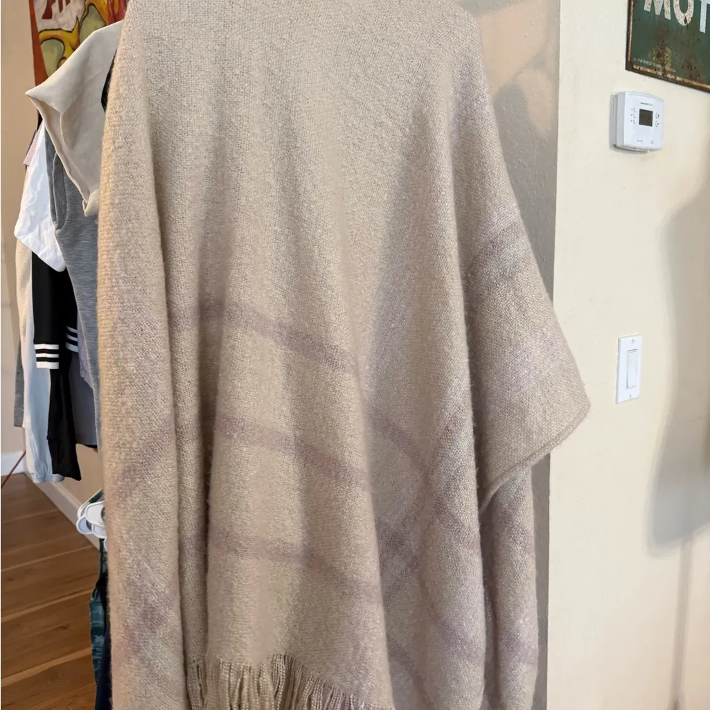 Free People Brighton Brushed Plaid Kimono Shawl Wrap Scarf Poncho One Size Cozy - Image 5