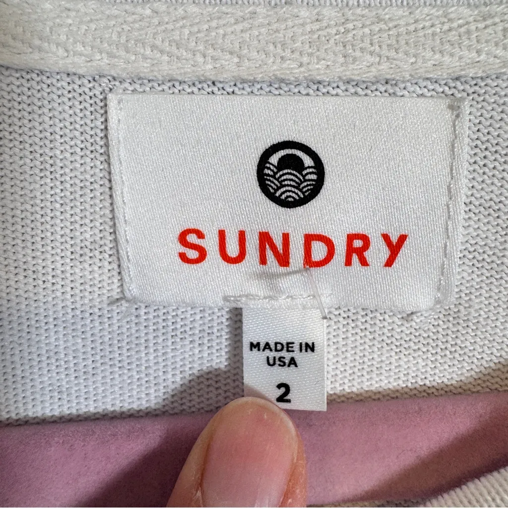 Sundry White Ruffled Pullover Sweatshirt Womens S Casual Fall Cozy Coquette - Image 2