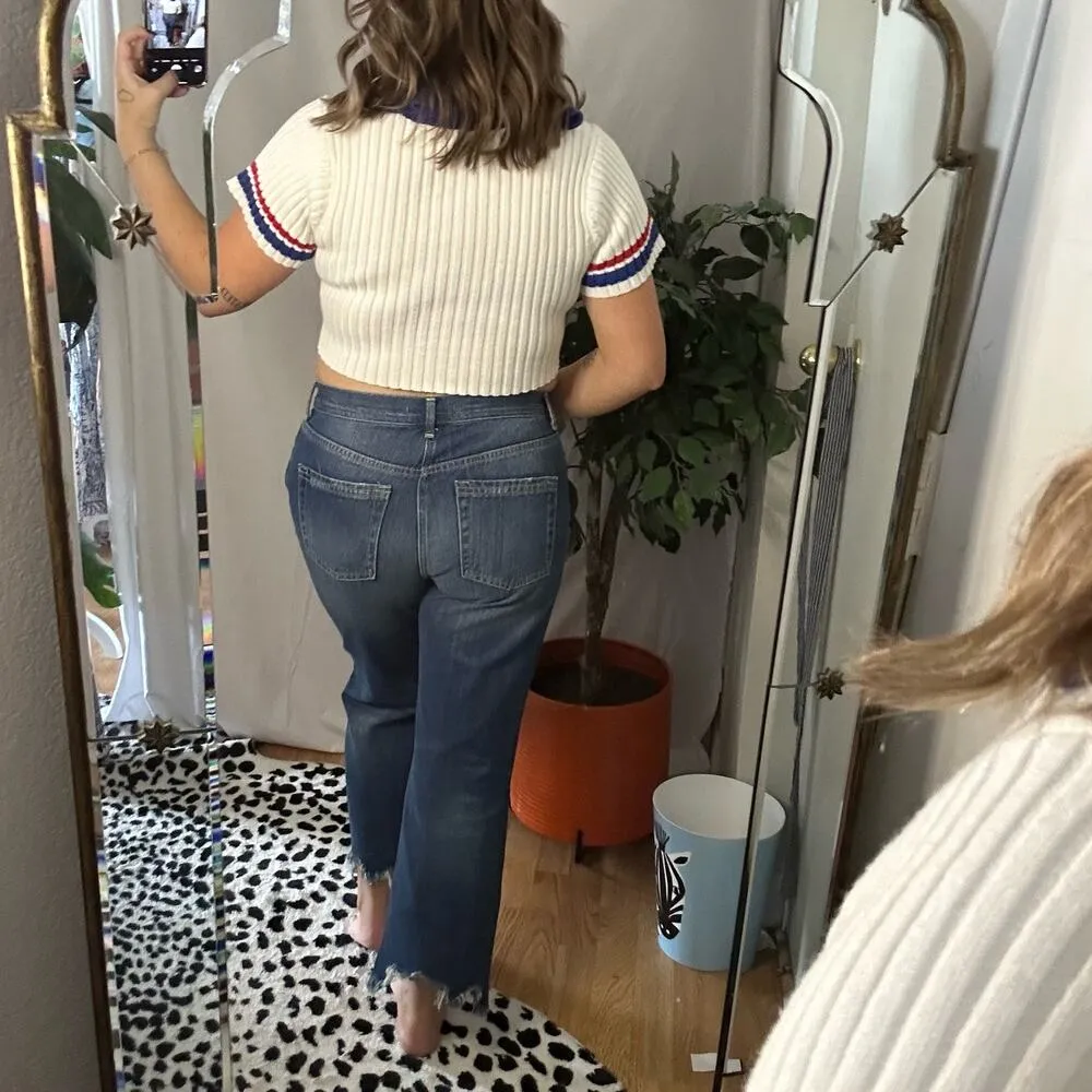 We The Free Distressed Cropped Denim Frayed Hem Jeans Blue Size 29 - Image 7