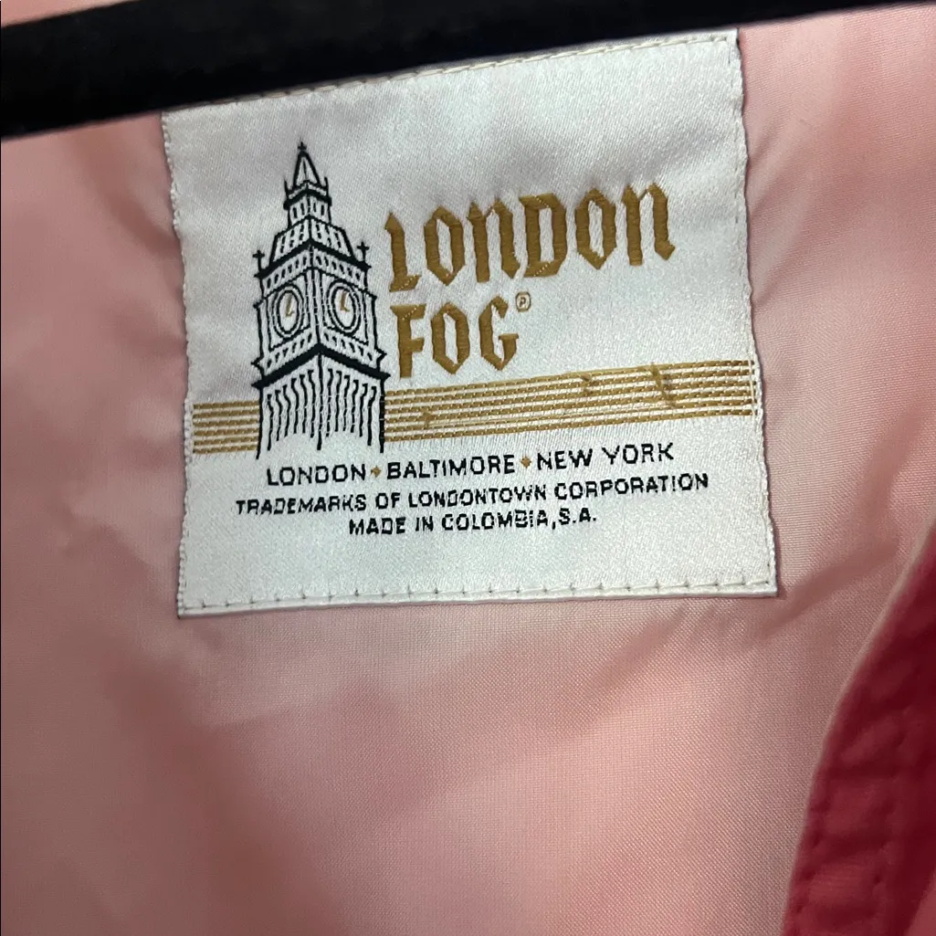 Vtg London Fog Pink Hooded Rain Jacket Women’s Size 10 Mid‑Length Streetwear - Image 5