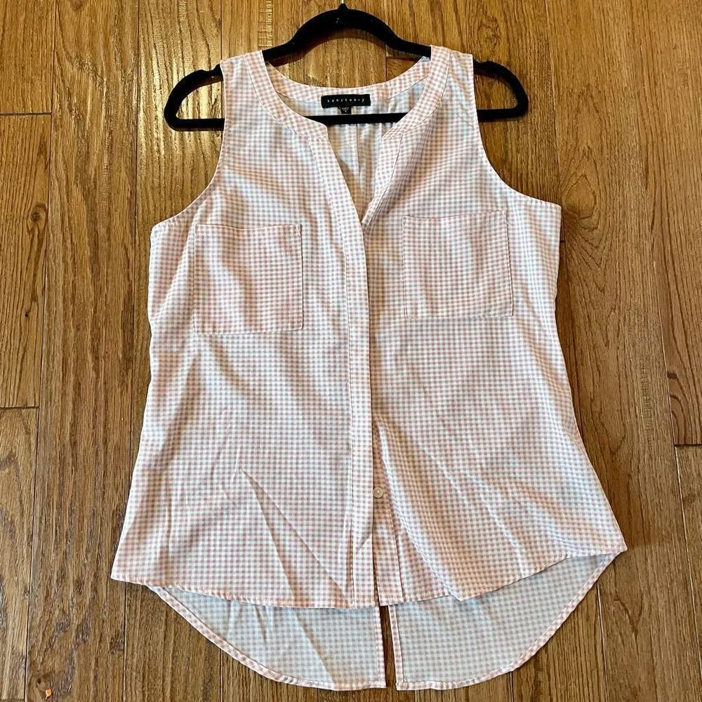 Sanctuary pink gingham pocket front tank large - Image 6