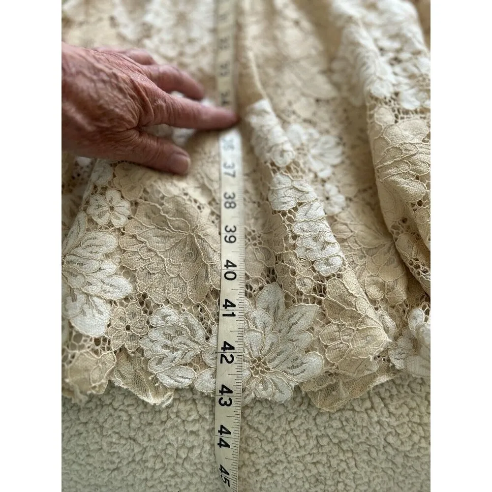 Saylor “Maggy” Floral Lace V-Neck Short Sleeve Sheath Midi Dress Cream Size S - Image 15