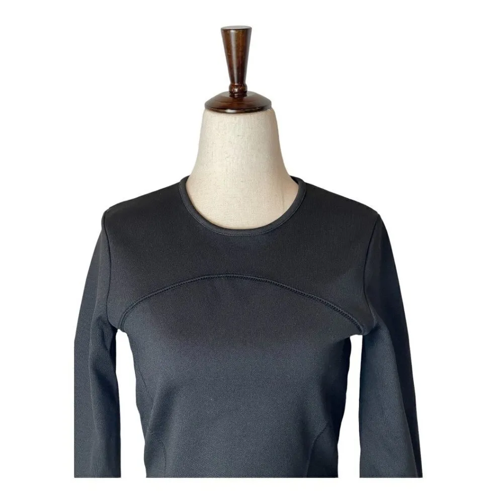 Zara Black Long Sleeve Crew Neck Cropped Top Size M‎ - Image 3