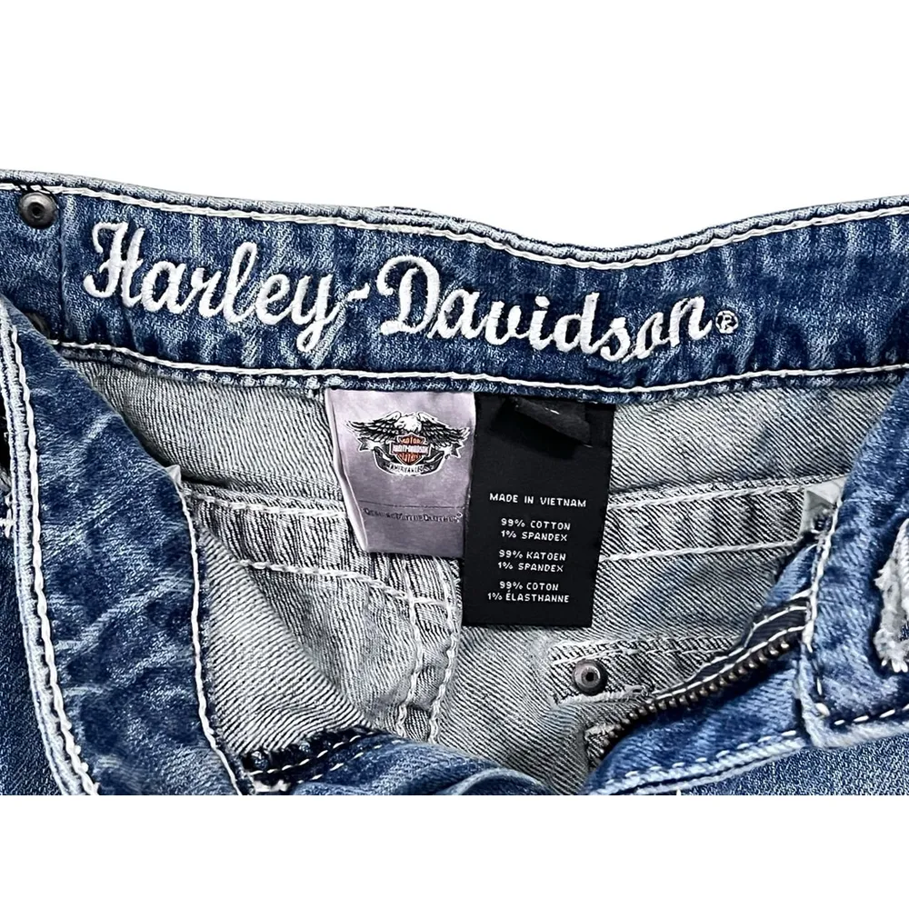 Harley Davidson Y2K Bling Bootcut Denim Blue Jeans Size 12 Low Rise Pockets - Image 6